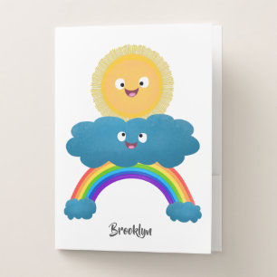 Cute happy sun cloud rainbow cartoon pocket folder
