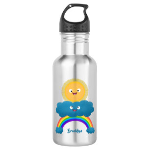 Cute happy sun cloud rainbow cartoon stainless steel water bottle