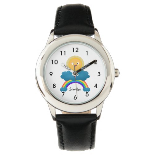 Cute happy sun cloud rainbow cartoon watch