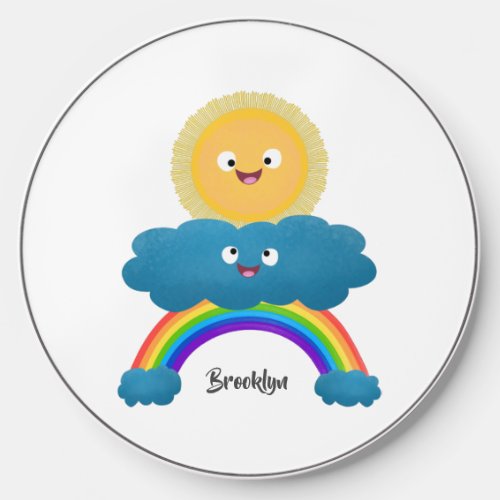 Cute happy sun cloud rainbow cartoon wireless charger 