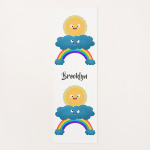 Cute happy sun cloud rainbow cartoon yoga mat