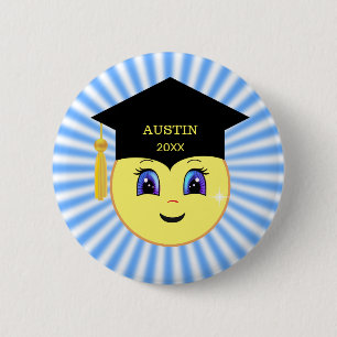 Cute Happy Sun Face Graduation Button