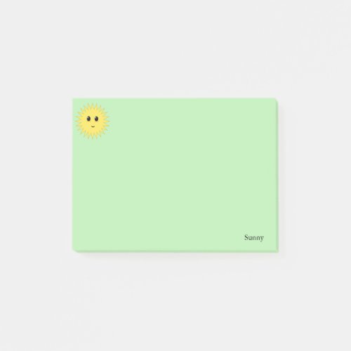 Cute Happy Sun on Light Green Background Post_it Notes