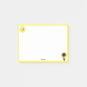Cute Happy Sun, Sunflower & Yellow Frame Post-it Notes
