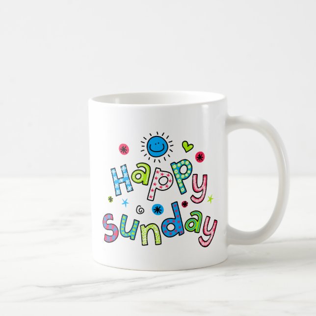 Cute Happy Sunday Week Greeting Text Expression Coffee Mug (Right)