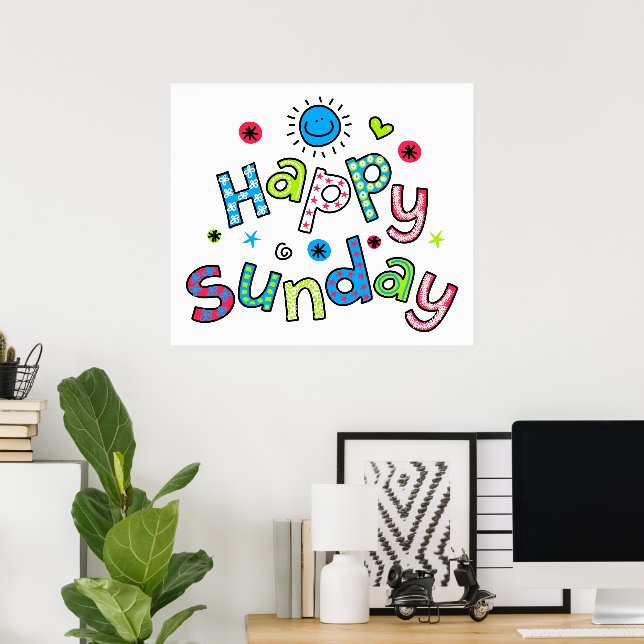 Cute Happy Sunday Week Greeting Text Expression Poster | Zazzle