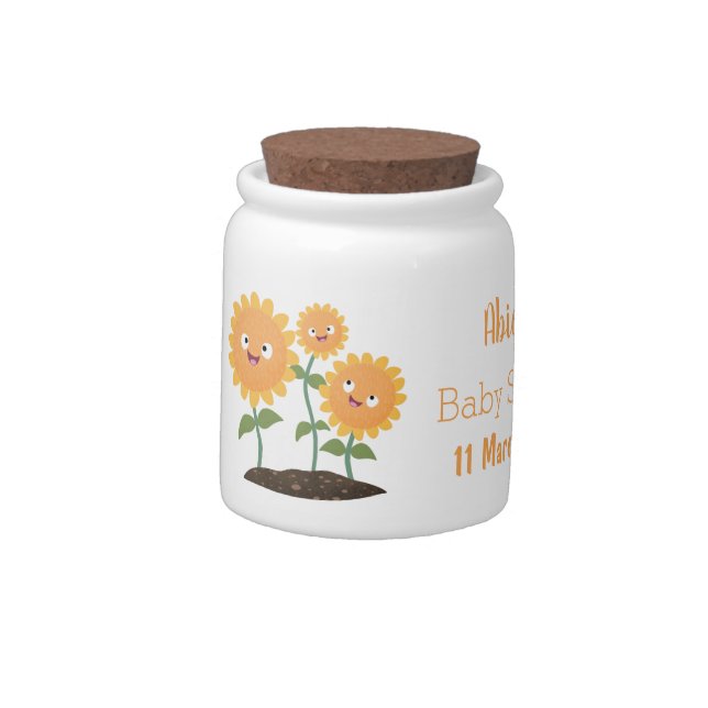 Cute happy sunflowers smiling cartoon illustration candy jar (Left)