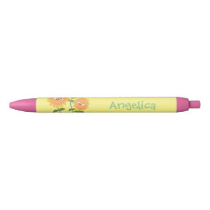 Cute happy sunflowers smiling cartoon illustration pen