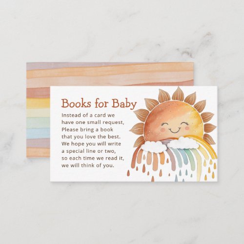 Cute Happy Sunshine Books for Baby Baby Shower Enclosure Card