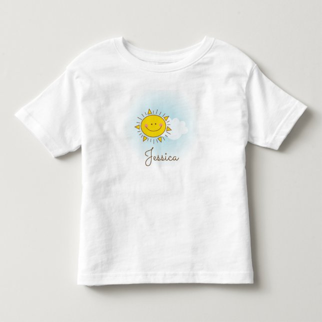 Cute Happy Sunshine Custom Add Your Name Toddler T-shirt (Front)