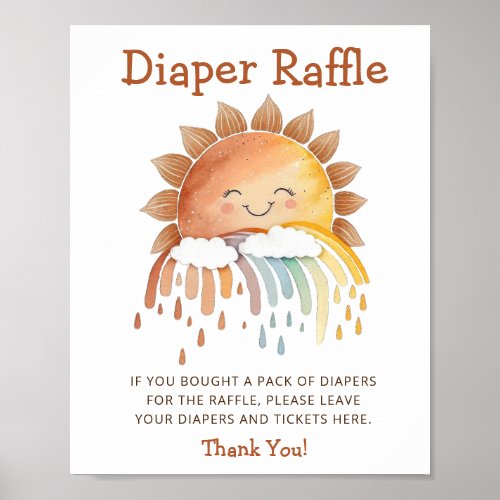 Cute Happy Sunshine Diaper Raffle Baby Shower Sign