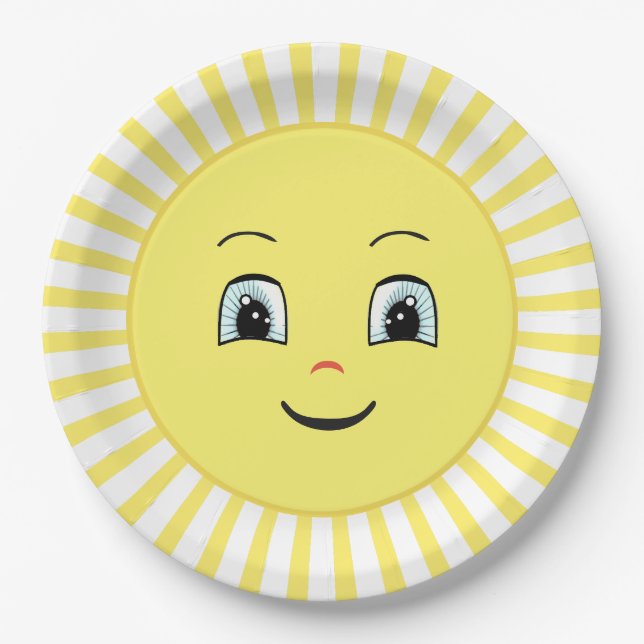 Cute Happy Sunshine Paper Plates (Front)