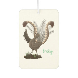 Cute happy superb lyrebird cartoon illustration air freshener