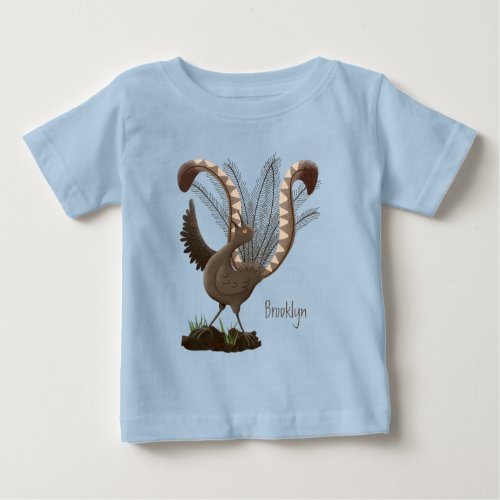 Cute happy superb lyrebird cartoon illustration baby T_Shirt