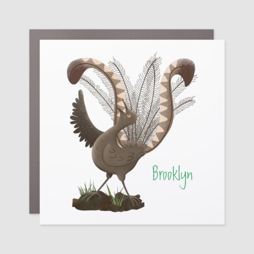 Cute happy superb lyrebird cartoon illustration  car magnet