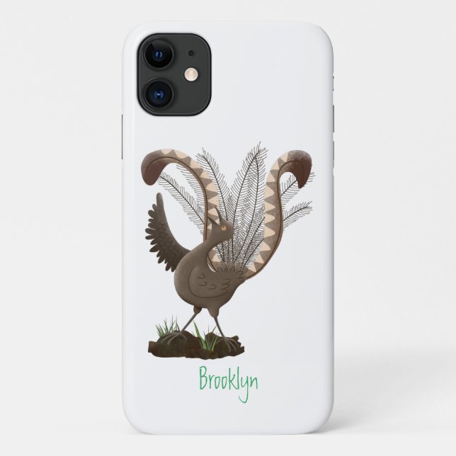 Cute happy superb lyrebird cartoon illustration Case-Mate iPhone case (Back)