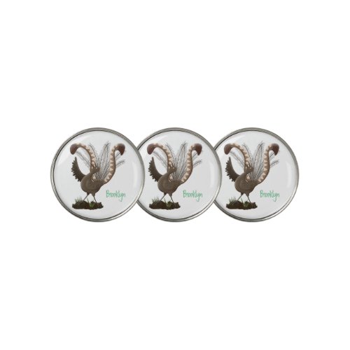 Cute happy superb lyrebird cartoon illustration  golf ball marker