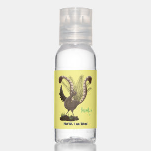 Cute happy superb lyrebird cartoon illustration hand sanitizer