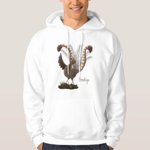 Cute happy superb lyrebird cartoon illustration  hoodie
