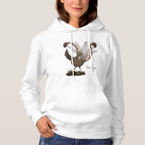 Cute happy superb lyrebird cartoon illustration  hoodie