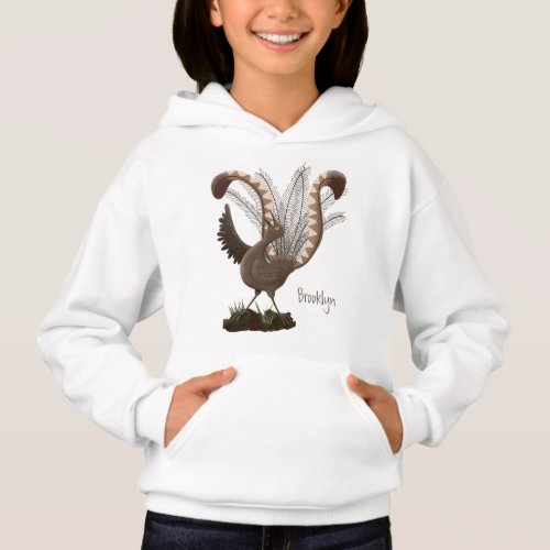 Cute happy superb lyrebird cartoon illustration  hoodie