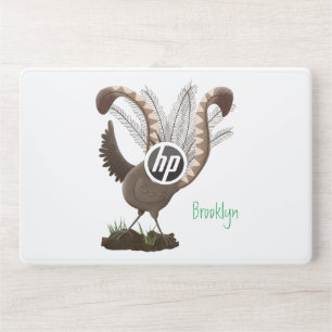 Cute happy superb lyrebird cartoon illustration HP laptop skin