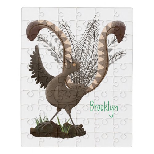 Cute happy superb lyrebird cartoon illustration jigsaw puzzle