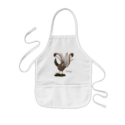 Cute happy superb lyrebird cartoon illustration kids apron