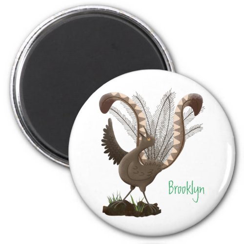 Cute happy superb lyrebird cartoon illustration magnet