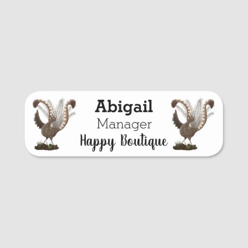 Cute happy superb lyrebird cartoon illustration  name tag