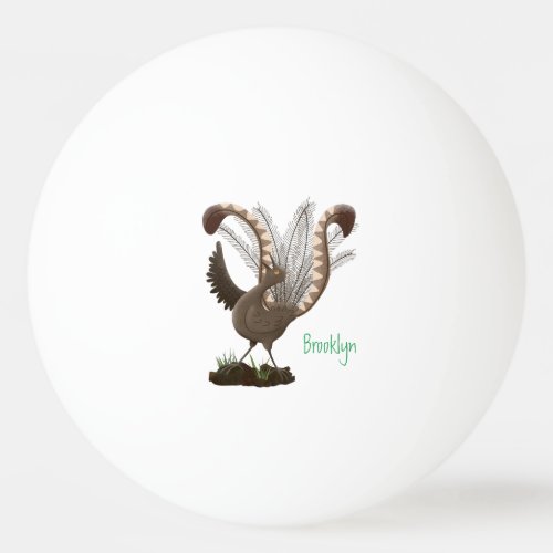 Cute happy superb lyrebird cartoon illustration ping pong ball