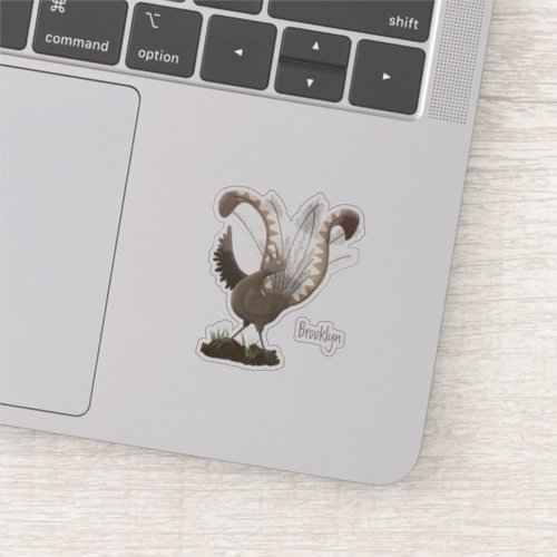 Cute happy superb lyrebird cartoon illustration  sticker