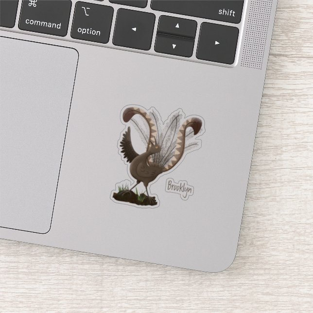 Cute happy superb lyrebird cartoon illustration  sticker (Detail)