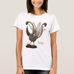Cute happy superb lyrebird cartoon illustration T-Shirt