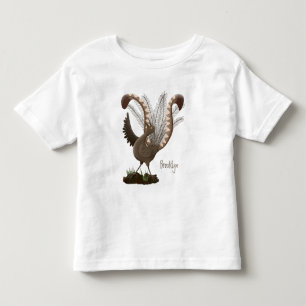 Cute happy superb lyrebird cartoon illustration toddler t-shirt