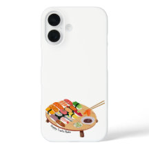 Cute Happy Sushi Plate iPhone 16 Case