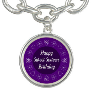 Cute Happy Sweet 16 Birthday Purple Festive Bracelet