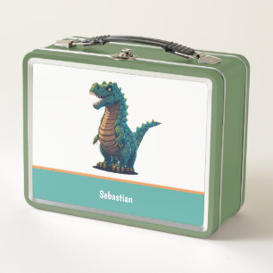 Cute Happy T-Rex Tyrannosaurus Rex Dinosaur Metal Lunch Box