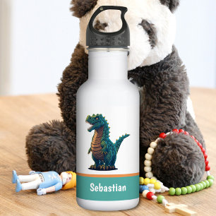 Cute Happy T-Rex Tyrannosaurus Rex Dinosaur Stainless Steel Water Bottle