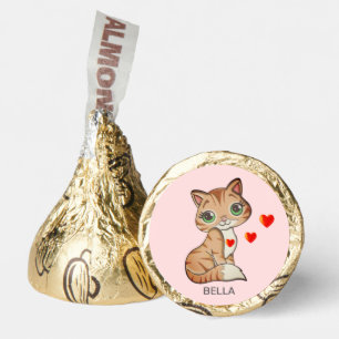 Cute Happy Tabby Cat on Light Pink Hershey®'s Kisses®