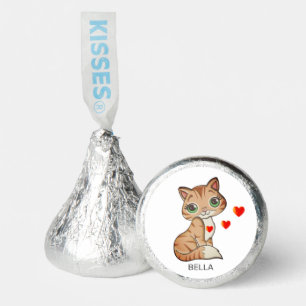 Cute Happy Tabby Cat on White Hershey®'s Kisses®
