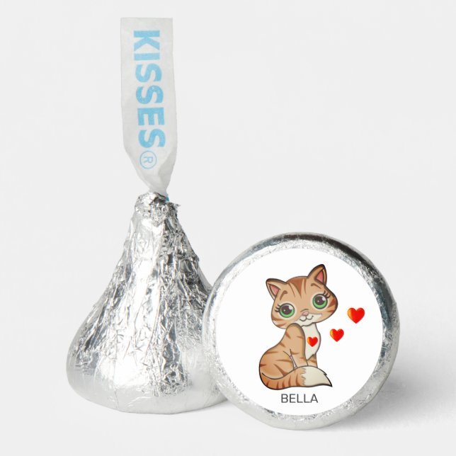 Cute Happy Tabby Cat on White Hershey®'s Kisses® (Front)