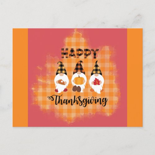 Cute Happy Thanksgiving Gnomes Postcard