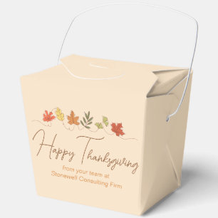 Cute Happy Thanksgiving Leaves Business Party Favor Boxes