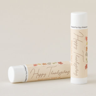 Cute Happy Thanksgiving Leaves Company Party Lip Balm