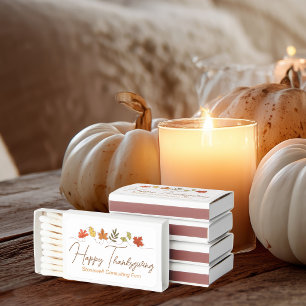 Cute Happy Thanksgiving Leaves Company Party Matchboxes