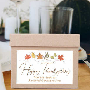 Cute Happy Thanksgiving Leaves Company Party Rectangular Sticker
