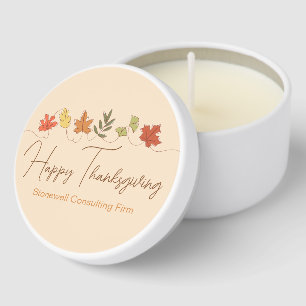 Cute Happy Thanksgiving Leaves Custom Party Mini Candle Favors