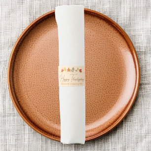 Cute Happy Thanksgiving Leaves Personalized Party Napkin Bands