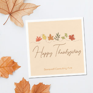 Cute Happy Thanksgiving Leaves Personalized Party Napkins
